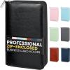 image:imageSooez ZipEnclosed Business Card Holder Organizer Professional Credit Card Case Book for Women Men 240 Capacity Premium Vegan Leather Gift Card Organizer Storage Business Card Wallet BrownBlack