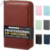 image:imageSooez ZipEnclosed Business Card Holder Organizer Professional Credit Card Case Book for Women Men 240 Capacity Premium Vegan Leather Gift Card Organizer Storage Business Card Wallet BrownBrown