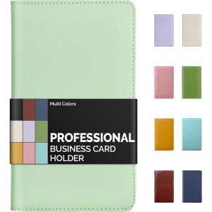image:imageSooez ZipEnclosed Business Card Holder Organizer Professional Credit Card Case Book for Women Men 240 Capacity Premium Vegan Leather Gift Card Organizer Storage Business Card Wallet BrownGreen