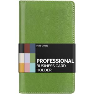 image:imageSooez ZipEnclosed Business Card Holder Organizer Professional Credit Card Case Book for Women Men 240 Capacity Premium Vegan Leather Gift Card Organizer Storage Business Card Wallet BrownGrass Green