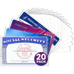image:imageSooez 6 Pack Social Security Card Protector 24 Mil Thick Card Protector Sleeves Protective Credit Card Sleeve Clear Card Sleeves Perfect Fit for Social Security Medicare Credit Business Card20