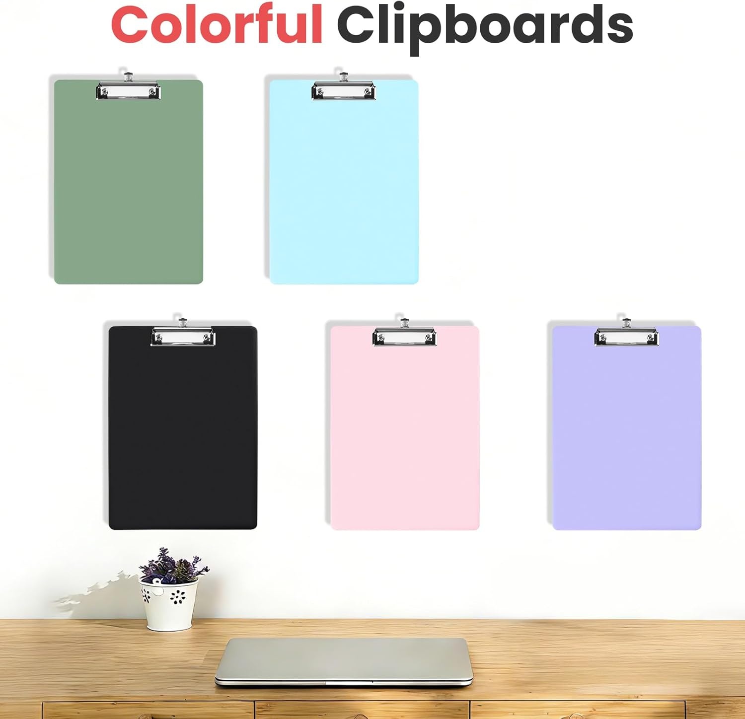 image:imageSooez 2 Pack Clipboard Colored Cardboard Hardboard Clip Boards 85 x 11 Clipboards with Low Profile Clip Cute A4Letter Size Paper Hanging Writing Board for Office Classroom School SuppliesOliver Green