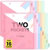 image:imageSooez 16 Count Dividers with Pockets 8 Tabs Binder Dividers for 3 Ring Binders Binder Dividers with tabs Binder Divider with Pockets for US Letter Size Insertable Big Tabs Multicolor Set of 2Pink