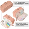 image:imageSooez Big Capacity Pencil Case Pen Pouch Soft Corduroy Pencil Bag with 3 Compartment Multiple Pockets Sturdy Zipper Cute School Supplies Pen Bag Organizer For Teen GirlsPink Leopard PrintOrange