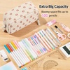 image:imageSooez Big Capacity Pencil Case Pen Pouch Soft Corduroy Pencil Bag with 3 Compartment Multiple Pockets Sturdy Zipper Cute School Supplies Pen Bag Organizer For Teen GirlsPink Leopard PrintBeige Leopard