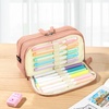 image:imageSooez Big Capacity Pencil Case Pen Pouch Soft Corduroy Pencil Bag with 3 Compartment Multiple Pockets Sturdy Zipper Cute School Supplies Pen Bag Organizer For Teen GirlsPink Leopard PrintOrange