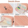 image:imageSooez Big Capacity Pencil Case Pen Pouch Soft Corduroy Pencil Bag with 3 Compartment Multiple Pockets Sturdy Zipper Cute School Supplies Pen Bag Organizer For Teen GirlsPink Leopard PrintOrange