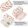 image:imageSooez Big Capacity Pencil Case Pen Pouch Soft Corduroy Pencil Bag with 3 Compartment Multiple Pockets Sturdy Zipper Cute School Supplies Pen Bag Organizer For Teen GirlsPink Leopard PrintWhite Strawberry