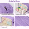 image:imageSooez Big Capacity Pencil Case Pen Pouch Soft Corduroy Pencil Bag with 3 Compartment Multiple Pockets Sturdy Zipper Cute School Supplies Pen Bag Organizer For Teen GirlsPink Leopard PrintPurple