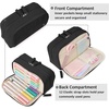 image:imageSooez Big Capacity Pencil Case Pen Pouch Soft Corduroy Pencil Bag with 3 Compartment Multiple Pockets Sturdy Zipper Cute School Supplies Pen Bag Organizer For Teen GirlsPink Leopard PrintBlack