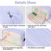image:imageSooez Big Capacity Pencil Case Pen Pouch Soft Corduroy Pencil Bag with 3 Compartment Multiple Pockets Sturdy Zipper Cute School Supplies Pen Bag Organizer For Teen GirlsPink Leopard PrintBlue