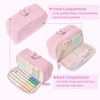 image:imageSooez Big Capacity Pencil Case Pen Pouch Soft Corduroy Pencil Bag with 3 Compartment Multiple Pockets Sturdy Zipper Cute School Supplies Pen Bag Organizer For Teen GirlsPink Leopard PrintPink