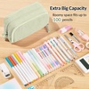 image:imageSooez Big Capacity Pencil Case Pen Pouch Soft Corduroy Pencil Bag with 3 Compartment Multiple Pockets Sturdy Zipper Cute School Supplies Pen Bag Organizer For Teen GirlsPink Leopard PrintGreen