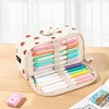 image:imageSooez Big Capacity Pencil Case Pen Pouch Soft Corduroy Pencil Bag with 3 Compartment Multiple Pockets Sturdy Zipper Cute School Supplies Pen Bag Organizer For Teen GirlsPink Leopard PrintWhite Strawberry