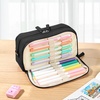 image:imageSooez Big Capacity Pencil Case Pen Pouch Soft Corduroy Pencil Bag with 3 Compartment Multiple Pockets Sturdy Zipper Cute School Supplies Pen Bag Organizer For Teen GirlsPink Leopard PrintBlack