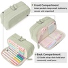image:imageSooez Big Capacity Pencil Case Pen Pouch Soft Corduroy Pencil Bag with 3 Compartment Multiple Pockets Sturdy Zipper Cute School Supplies Pen Bag Organizer For Teen GirlsPink Leopard PrintGreen