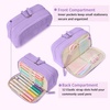 image:imageSooez Big Capacity Pencil Case Pen Pouch Soft Corduroy Pencil Bag with 3 Compartment Multiple Pockets Sturdy Zipper Cute School Supplies Pen Bag Organizer For Teen GirlsPink Leopard PrintPurple