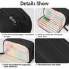 image:imageSooez Big Capacity Pencil Case Pen Pouch Soft Corduroy Pencil Bag with 3 Compartment Multiple Pockets Sturdy Zipper Cute School Supplies Pen Bag Organizer For Teen GirlsPink Leopard PrintBlack