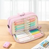 image:imageSooez Big Capacity Pencil Case Pen Pouch Soft Corduroy Pencil Bag with 3 Compartment Multiple Pockets Sturdy Zipper Cute School Supplies Pen Bag Organizer For Teen GirlsPink Leopard PrintPink