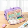 image:imageSooez Big Capacity Pencil Case Pen Pouch Soft Corduroy Pencil Bag with 3 Compartment Multiple Pockets Sturdy Zipper Cute School Supplies Pen Bag Organizer For Teen GirlsPink Leopard PrintPurple