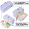 image:imageSooez Big Capacity Pencil Case Pen Pouch Soft Corduroy Pencil Bag with 3 Compartment Multiple Pockets Sturdy Zipper Cute School Supplies Pen Bag Organizer For Teen GirlsPink Leopard PrintBlue