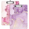 image:imageSooez 2 Pack Clipboard Colored Cardboard Hardboard Clip Boards 85 x 11 Clipboards with Low Profile Clip Cute A4Letter Size Paper Hanging Writing Board for Office Classroom School SuppliesPruple  Red Marbling