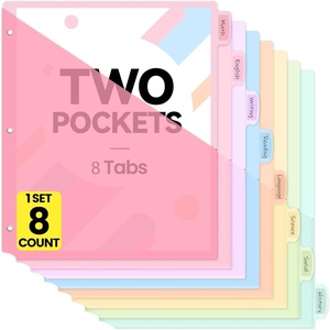 image:imageSooez 16 Count Dividers with Pockets 8 Tabs Binder Dividers for 3 Ring Binders Binder Dividers with tabs Binder Divider with Pockets for US Letter Size Insertable Big Tabs Multicolor Set of 2Pink