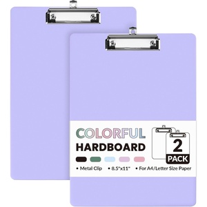 image:imageSooez 2 Pack Clipboard Colored Cardboard Hardboard Clip Boards 85 x 11 Clipboards with Low Profile Clip Cute A4Letter Size Paper Hanging Writing Board for Office Classroom School SuppliesPruple