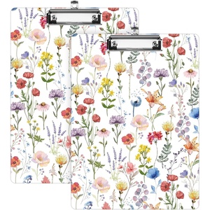 image:imageSooez 2 Pack Clipboard Colored Cardboard Hardboard Clip Boards 85 x 11 Clipboards with Low Profile Clip Cute A4Letter Size Paper Hanging Writing Board for Office Classroom School SuppliesFlower