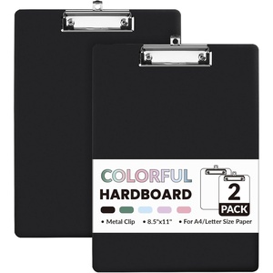 image:imageSooez 2 Pack Clipboard Colored Cardboard Hardboard Clip Boards 85 x 11 Clipboards with Low Profile Clip Cute A4Letter Size Paper Hanging Writing Board for Office Classroom School SuppliesBlack