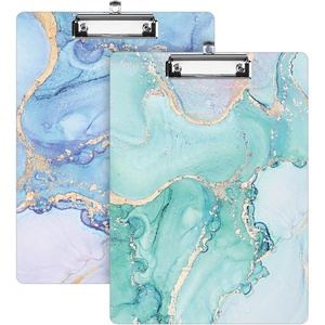 image:imageSooez 2 Pack Clipboard Colored Cardboard Hardboard Clip Boards 85 x 11 Clipboards with Low Profile Clip Cute A4Letter Size Paper Hanging Writing Board for Office Classroom School SuppliesGreen  Blue Marbling