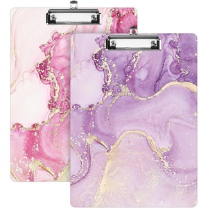 image:imageSooez 2 Pack Clipboard Colored Cardboard Hardboard Clip Boards 85 x 11 Clipboards with Low Profile Clip Cute A4Letter Size Paper Hanging Writing Board for Office Classroom School SuppliesPruple  Red Marbling