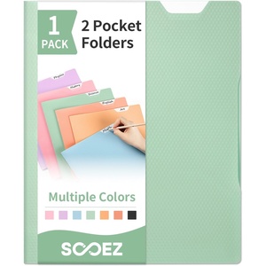 image:imageSooez 6 Pack Folders with Pockets 2 Pocket Folders with Writable Category Labels and NonSlip Tabs Fits A4Letter Size Paper HeavyDuty Plastic Folders for School Office HomeGreen