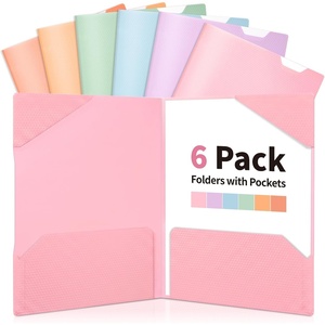 image:imageSooez 6 Pack Folders with Pockets 2 Pocket Folders with Writable Category Labels and NonSlip Tabs Fits A4Letter Size Paper HeavyDuty Plastic Folders for School Office HomePastels Color