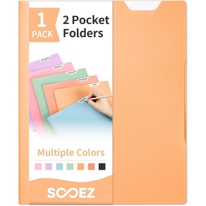 image:imageSooez 6 Pack Folders with Pockets 2 Pocket Folders with Writable Category Labels and NonSlip Tabs Fits A4Letter Size Paper HeavyDuty Plastic Folders for School Office HomeYellow