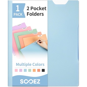 image:imageSooez 6 Pack Folders with Pockets 2 Pocket Folders with Writable Category Labels and NonSlip Tabs Fits A4Letter Size Paper HeavyDuty Plastic Folders for School Office HomeBlue