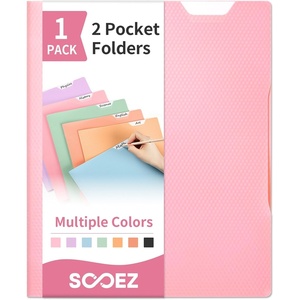 image:imageSooez 6 Pack Folders with Pockets 2 Pocket Folders with Writable Category Labels and NonSlip Tabs Fits A4Letter Size Paper HeavyDuty Plastic Folders for School Office HomePink