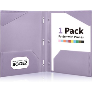 image:imageSooez 1 Pack Plastic Folder 2Pocket Folders with Prongs  Fit Letter Size Paper Sturdy 3 Prong File Folders for Documents Folders with Pockets Back to School Supplies for KidsPurple