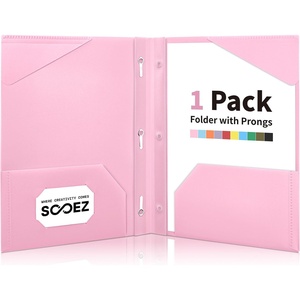 image:imageSooez 1 Pack Plastic Folder 2Pocket Folders with Prongs  Fit Letter Size Paper Sturdy 3 Prong File Folders for Documents Folders with Pockets Back to School Supplies for KidsPink