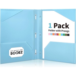 image:imageSooez 1 Pack Plastic Folder 2Pocket Folders with Prongs  Fit Letter Size Paper Sturdy 3 Prong File Folders for Documents Folders with Pockets Back to School Supplies for KidsBlue