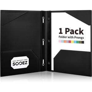 image:imageSooez 1 Pack Plastic Folder 2Pocket Folders with Prongs  Fit Letter Size Paper Sturdy 3 Prong File Folders for Documents Folders with Pockets Back to School Supplies for KidsBlack