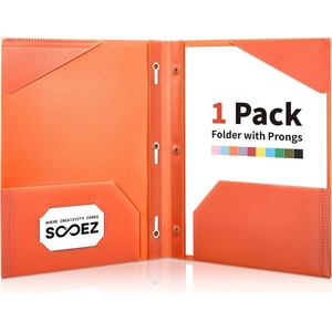 image:imageSooez 1 Pack Plastic Folder 2Pocket Folders with Prongs  Fit Letter Size Paper Sturdy 3 Prong File Folders for Documents Folders with Pockets Back to School Supplies for KidsOrange