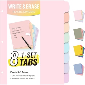 image:imageSooez 8 Tabs LongLasting Plastic Write amp Erase Large Tabs Dividers for 3 Ring Binder Aesthetic Cute Pastels Binder Dividers for Student Teacher Office Home Organizers 3 Sets Beige ColorPastels Color