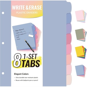image:imageSooez 8 Tabs LongLasting Plastic Write amp Erase Large Tabs Dividers for 3 Ring Binder Aesthetic Cute Pastels Binder Dividers for Student Teacher Office Home Organizers 3 Sets Beige ColorMuted