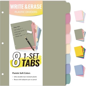 image:imageSooez 8 Tabs LongLasting Plastic Write amp Erase Large Tabs Dividers for 3 Ring Binder Aesthetic Cute Pastels Binder Dividers for Student Teacher Office Home Organizers 3 Sets Beige ColorDusty Color