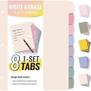 image:imageSooez 8 Tabs LongLasting Plastic Write amp Erase Large Tabs Dividers for 3 Ring Binder Aesthetic Cute Pastels Binder Dividers for Student Teacher Office Home Organizers 3 Sets Beige ColorBeige Color