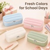 image:imageSooez Cute Pencil Case Soft Puffers Pencil Pouch Large Pen Pencil Bag  Zipper Pen Case Aesthetic Pen Pouch Colored Stationery Storage amp Organizer School Supplies for Teen Girl Students BeigePurple