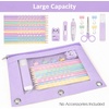 image:imageSooez Pencil Pouch for 3 Ring Binder 2 Pack Binder Pencil Pouch with Clear Window Pencil Bags with Zipper amp Reinforced Grommets Pencil Case for Binder PurpleampBluePurpleblue
