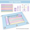 image:imageSooez Pencil Pouch for 3 Ring Binder 2 Pack Binder Pencil Pouch with Clear Window Pencil Bags with Zipper amp Reinforced Grommets Pencil Case for Binder PurpleampBluePinkblue