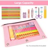 image:imageSooez Pencil Pouch for 3 Ring Binder 2 Pack Binder Pencil Pouch with Clear Window Pencil Bags with Zipper amp Reinforced Grommets Pencil Case for Binder PurpleampBluePink  Green